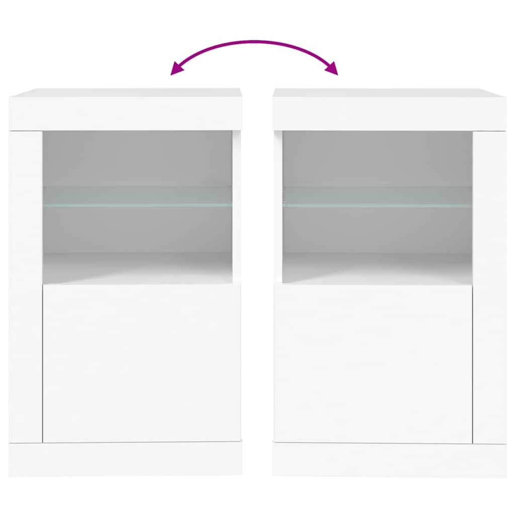 vidaXL Armoire latérale avec éclairage LED Blanc Bois d'ingénierie
