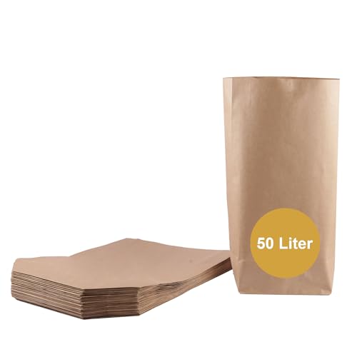 ZURAS® - 30 Stück Papiermülltüten 50l Biomüllbeutel für Biotonne aus Papier nassfeste & reißfeste Papiertüten