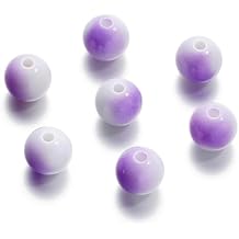 30pcs Acrylic Round Beads 8mm Bicolor Craft Beads Round Spacer Beads with 2.3mm Holes for Earring Bracelet Necklace Key Chains Jewelry Making Purple
