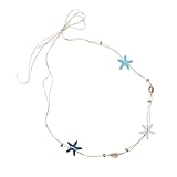 Versátil cadena de estrellas de mar de dos vías con cordón de cuero suave, accesorio de vacaciones para estilos casuales, joyería de moda a juego con concha y estrellas de mar