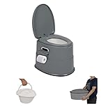 Outvita Pot de Chambre Adulte, 5 L Toilette Camping Amovible avec Porte-Papier Hygiénique pour Camping Voyage - Gris