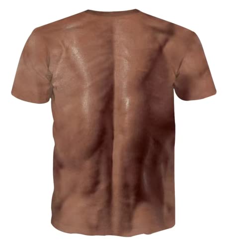 Sasens Funny 3D Muscle Printed Men's Short Sleeve T-Shirt 3D Print Muscle T-Shirt Summer Tees