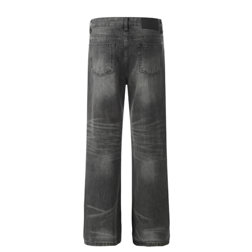 Jeans Pants Trousers Denim Trendy Street Wash Black Grinding White Casual Micro Pull Leg Commuter Straight for Men4