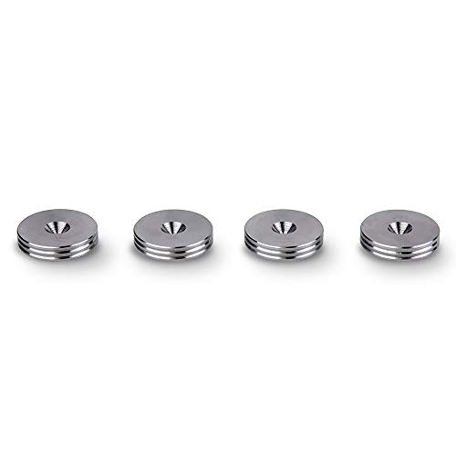 PrecisionGeek Lautsprecher-Spikes Set – 4x Spikes + 4x Unterlagen + Montage-Pads, Rotguss/Alu