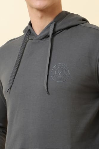 Image of Allen Solly Men's Classic Cotton Solid Hooded Sweatshirt with Kangaroo Pockets