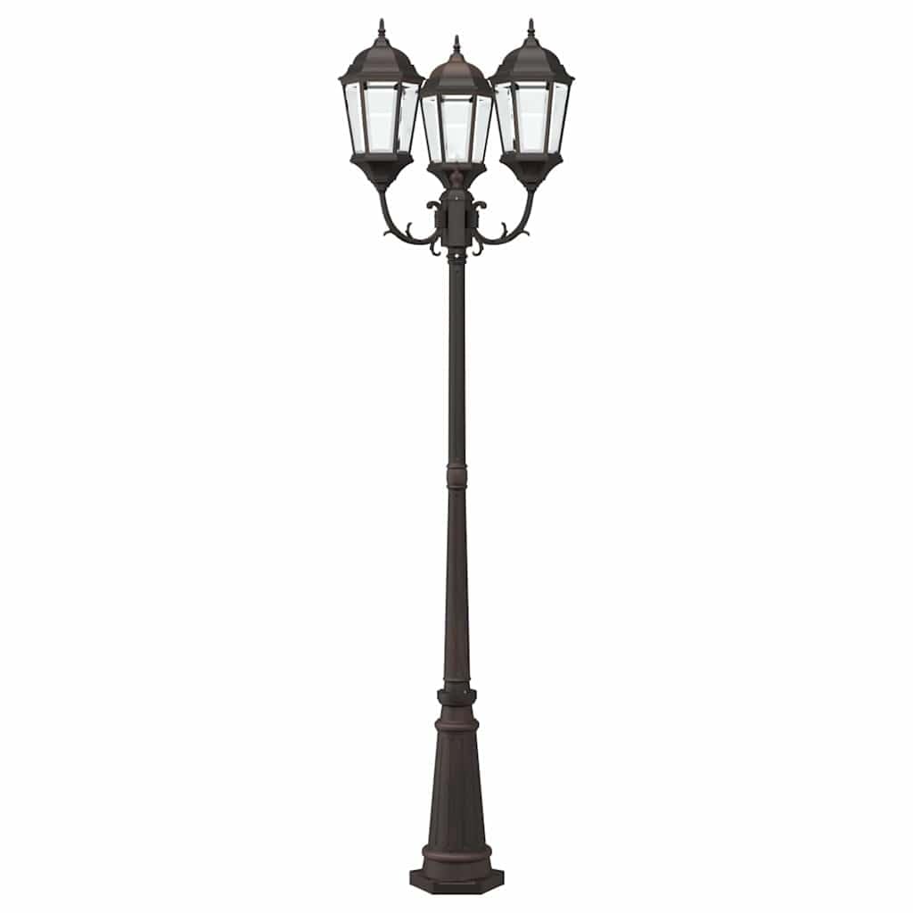 Vintage Wegbeleuchtung aus Aluminium und Glas, 61x53x235 cm, Bronze-Gartenleuchte für Außenbereiche, 300W, korrosionsbeständig, für Wege und Einfahrten