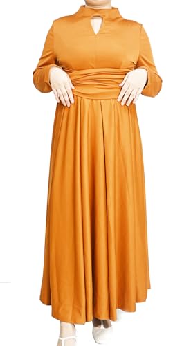 Robe midi de soirée rouille avec manches longues | Tenue cocktail chic