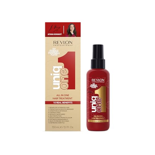 REVLON PROFESSIONAL UniqOne Aitana Bonmatí Haarbehandlung, limitierte Edition, Haarpflege, ohne Ausspülen, mehrere Vorteile, Wärmeschutz, 150 ml