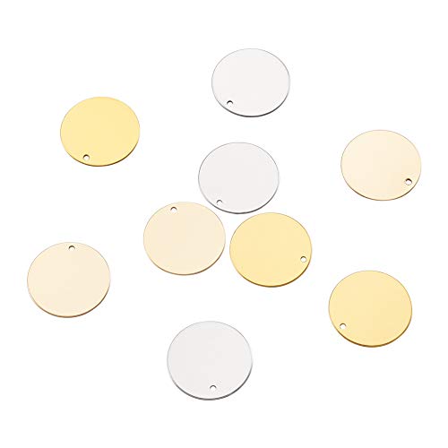 PandaHall 24pcs Brass Flat Round Blank Stamping Tags 20x0.5mm Platinum & Light Gold & Golden Metal Blank Tags Charms Pendants for Jewelry Making - Image 2