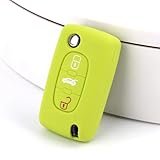 CXAPRDSH Coque de clé de voiture en silicone pour P/eugeot 207 307 308 407 408 (vert pomme)