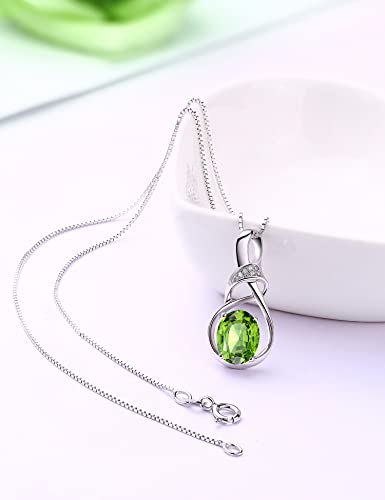 Hxzz Fine Jewelry Birthstone Gifts For Women Natural Gemstone Peridot Sterling Silver Pendant Necklace Anniversary Birthday Gift For Wife Mom Her Girls #TOP5