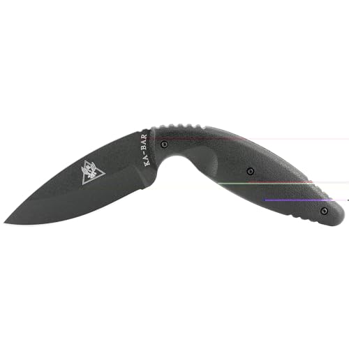 Ka-Bar 1482 Large TDI Law Enforcement Knife, Black, Molle Straps Straight Edge