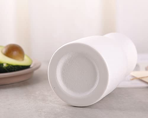 Whjy 6 Inch White Nordic Minimalist Matte Handmade Ceramic Vases, Japanese Zen Stoneware Flowerware, Floral Decorations, For Living Room, Study, Bedroom, Balcony, Bar - Short White #TOP4