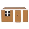 ZMAD 12x10 FT Heavy-Duty Metal Storage Shed with Doors, Windows & Ventilation - Weatherproof Outdoor Garden Shed for Backyard, Lawn and Tool Organization (10x12)