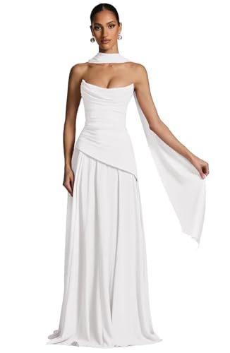 A-line Bridesmaid Dresses 2026 Strapless Chiffon Prom Formal Maxi Dress