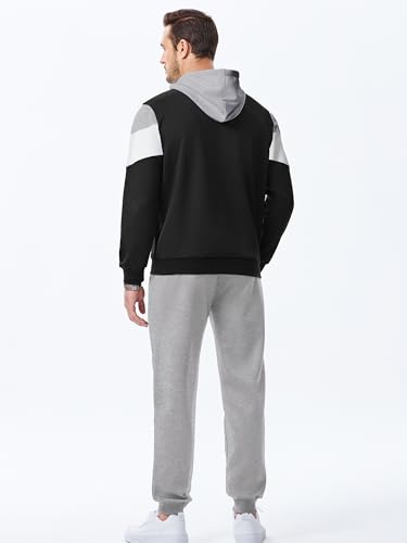JMIERR Men's Hoodie Tracksuit 2 Pieces Set Novelty Color Block Pullover Fleece Hoodies Long Sleeve Casual Sweatshirt2