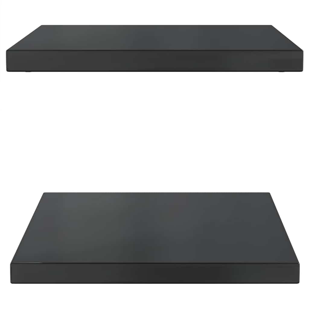 Schweberegal Deko, Wandregale 2er Set 50x40x3 cm Schwarz Edelstahl Hängeregal, Wandboard CD DVD Regal, Bücherregal für Bilderrahmen, Flur, Wohnzimmer, Küche, Büro