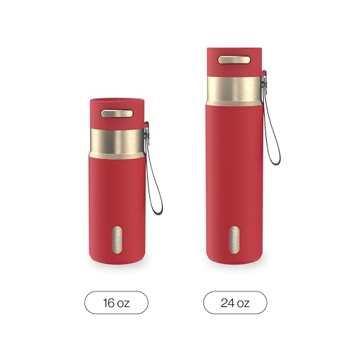 Image of Contigo AutoSeal 24 oz Stainless Steel Vacuum-Insulated Water Bottle with Leakproof Push-Button Spout & Lock, Carry Strap, BPA-Free & Lead-Free, Dishwasher Safe