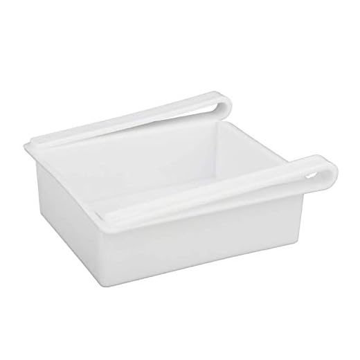Tiroir organisateur de réfrigérateur, organisateur de boîte de rangement de support d'étagère de réfrigérateur pour oeuf, fruit, légume, boisson(blanc)