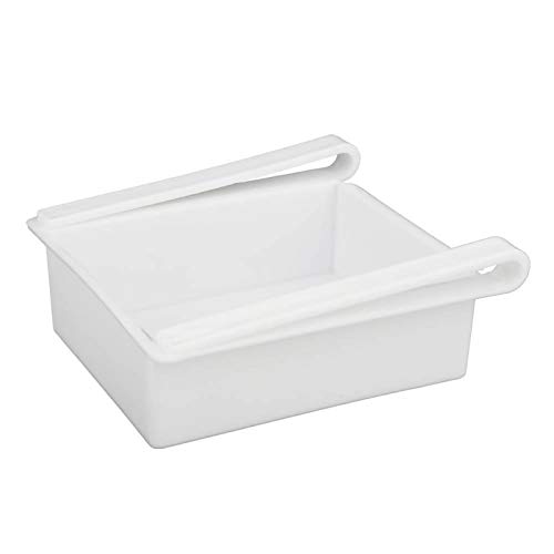 Tiroir organisateur de réfrigérateur, organisateur de boîte de rangement de support d'étagère de réfrigérateur pour oeuf, fruit, légume, boisson(blanc)
