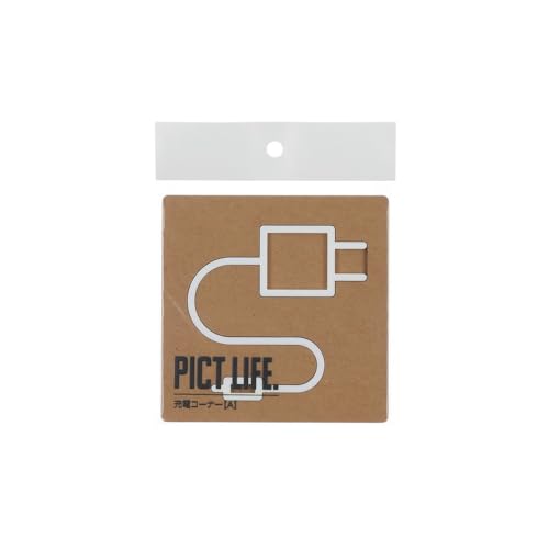 TQOOL 表札 プレート 裏両面テープ付き アクリル 日本製 PICT LIFE. 充電コーナーA 白 1枚入 88x90mm 24767