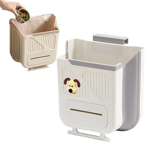 Hanging Trash Can for Kitchen Cabinet Door Foldable Kitchen Waste Bin with Storage Bag Dispenser Space Saving Wall Mounted Garbage Bin for Kitchen Bathroom RV Home-image-34