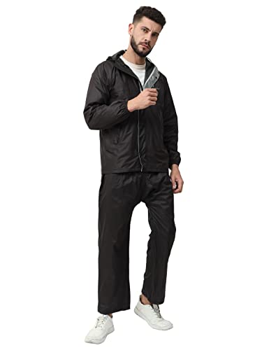Image of FabSeasons Heavy Duty Printed Reversible Double Layered Waterproof Raincoat set with adjustable Hood & Deep Mobile Pocket