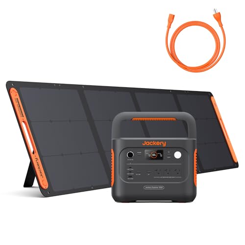Jackery Solar Generator 1000 v2 with 200W Solar Panel,1070Wh Portable Power Station LiFePO4 Battery,1500W AC/100W USB-C Output,for Outdoor,Off-Grid Living,RV,Emergency (AC Cable Included)