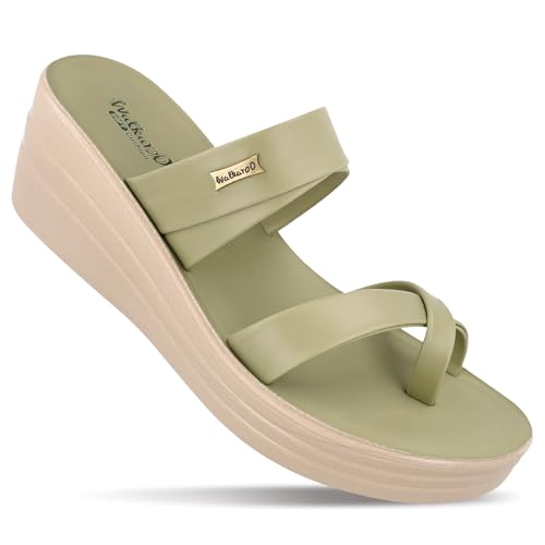 Image of WALKAROO Women's Wedge Sandals| Soft Cushioned Footbed,Lightweight PU Sole|Slip-On, Fashion,Stylish,Comfortable Sandals for Women's| WLP72029 Mauve