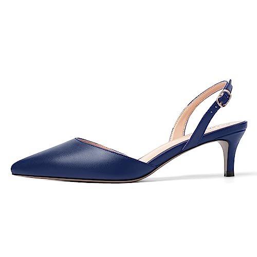 ROSERWISH Womens Pointed Toe Matte Stylish Wedding Dress Backstrap Buckle Kitten Low Heel Pumps Shoes 2 Inch2