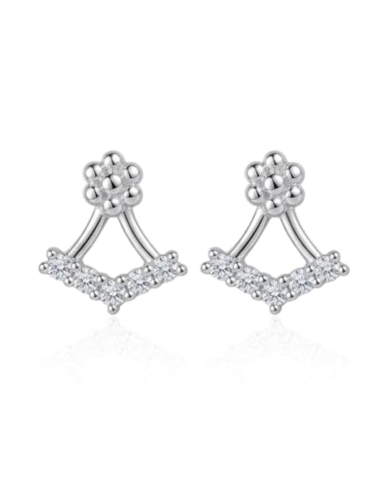 Women's 925 Sterling Silver Floral Arc Stud Earrings, Charming Design