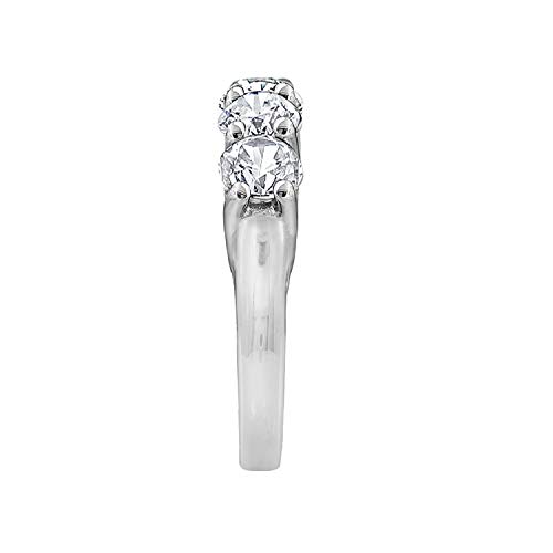 Sterling Silver Round Cut Cubic Zirconia 5 Stone Ring (2-carat White, 6)3