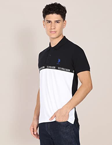 Image of U.S. POLO ASSN. Solid Slim Fit Polo T Shirts for Men - 100% Cotton, Half Sleeves Mens Tshirt - XL, Black and White