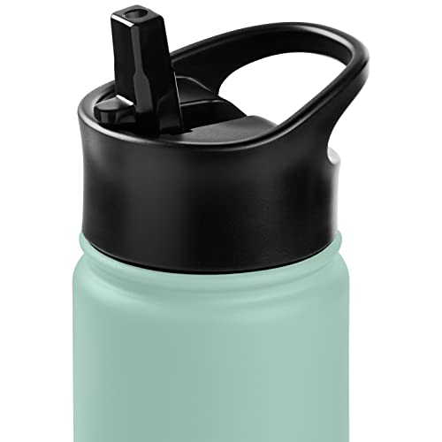 Retrospec Alder Insulated Water Bottle With Straw Lid & Handle Cap - Stainless Steel Wide Mouth Double-Wall Vacuum Insulated Thermos - Bpa Free Leakproof Canteen - Pistachio, 22Oz #TOP5