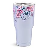 Vera Bradley Large Stainless Steel Travel Cup, 28 oz Tumbler with Lid, Double Wall Insulated Tumbler, Magnifique Floral