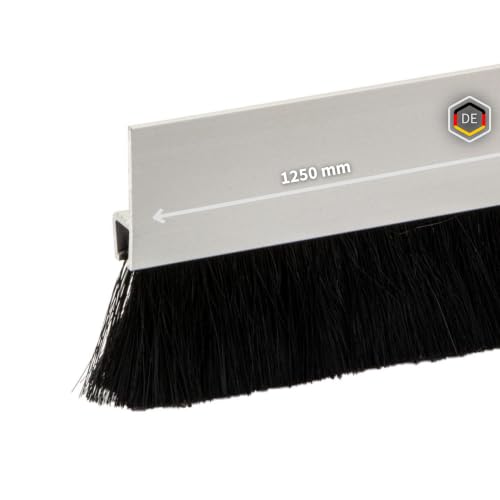 Gedotec Tür Zugluftstopper als Kälte- und Insektenschutz | 1 Stück - Bürstendichtung | Länge: 1 25 m | Dichtung mit dichten Besatz Aluminium schwarz | zum Abdichten von Türen | Dichtung Tür schraubbar