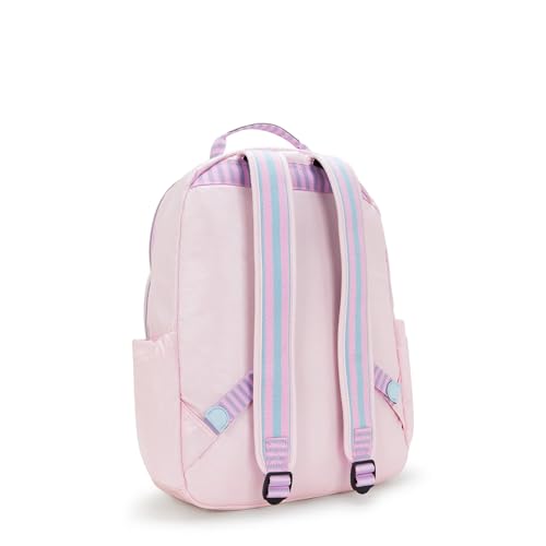 Image of Kipling Seoul Large Metallic 15 inch Laptop Backpack Sea Pink Met C