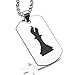 Comfort Zone Studios Stainless Steel Bishop Chess Piece Dog Tag Pendant Necklace, Silver