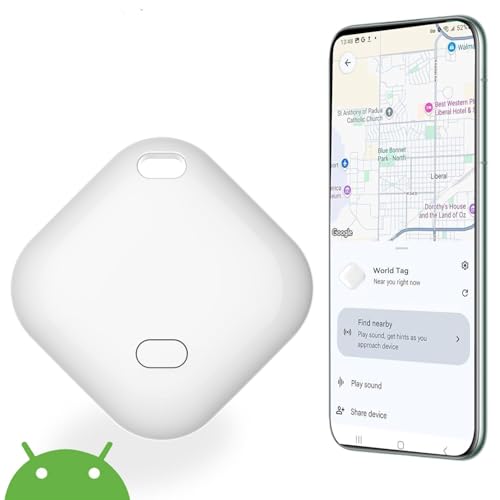 Smart Tag Android, 1 Pack Localizador Bluetooth Compatible con Google Find My Device, Air Tag Tracker para Llaves, Maletas y Carteras, IP67 Resistente al Agua, Blanco (Solo Android)