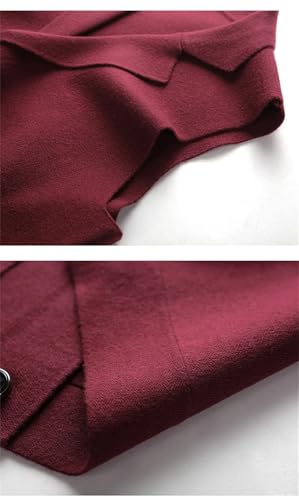 Men Single Breasted Business Waistcoats Solid Color Knit Cardigan Sleeveless Casual Sweater Vest4