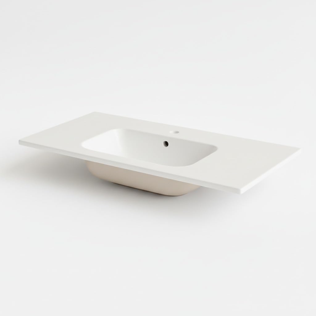 BRICOZONE Lavabo Da Incasso Rettangolare In Ceramica Bianca Lucida Cm Installazione Sopra O Sottopiano Design Moderno Con Foro Monoforo E Troppopieno Per Bagni Eleganti E Top Su Misura (71 x 46 Cm)