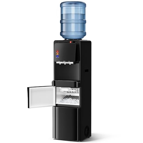 Image of Tehanld Water Dispenser with Ice Maker, 4-in-1 Top Loading Water Cooler with Hot, Cold & Room Temp Water, 35lbs /Day Fast Ice Making, Child Safety Lock, Fits 2-5 Gallon Bottles for Home & Office