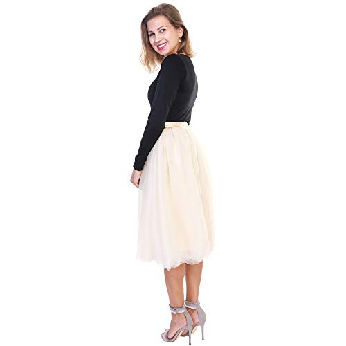 Angelina Women's Mesh Tutu Midi Skirt with Detachable Satin Ribbon3