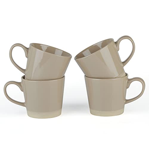 famiware Coffee Mugs for 4, 12 oz Mug Set, Dringking Cup with Handle for Coffee, Tea, Cocoa, Milk, Saturn serise, Cinnamon Brown