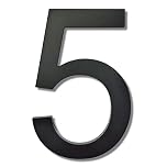 Ywonoby 8 Inch House Numbers for Outside-Large Modern 3D Floating Door Numbers-Weatherproof and Easy to install-Matte Black Acrylic Number (5)