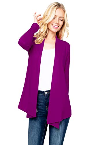 Image of Women's Drape Front Open Cardigan Long Sleeve (S-2X, Made in USA)