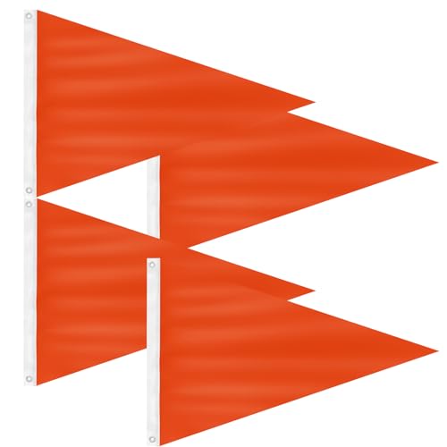 Orange Safety Flag Boat Flag 12 x 18inch Orange Triangular Flag 210D Nylon Fabric-4 PCS
