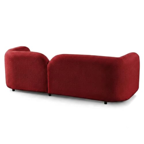 Image of CRAFTCITY Curved 3 Seater Cloud Sofa Upholstered 3 Seater Sofa for Living Room Bedroom Home Office Meeting Room Velvet Fabric Sofa (Red)