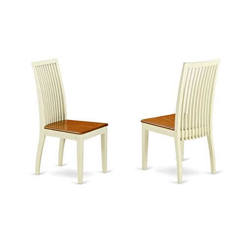East West Furniture Ipswich Dining Room Slat Back Wood Seat Chairs, Set Of 2, Buttermilk & Cherry #TOP7