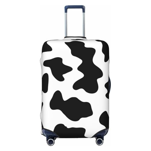 Black And White Cow Print Print Suitcase Cover Luggage Protector Washable Elastic Fashionable Travel Gear Cover